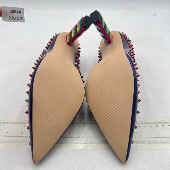 FSJ Blue/Purple Jeweled High Heel Pointed Toe Slip On Sparkling Crystal Pump - Picture 6 of 8